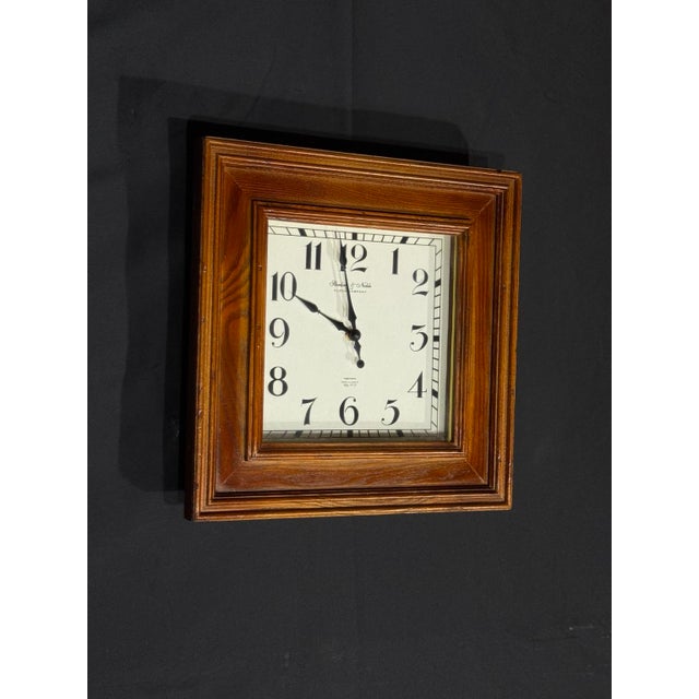 Transitional 2010s Sterling & Noble Square Wood Wall Clock For Sale - Image 3 of 4