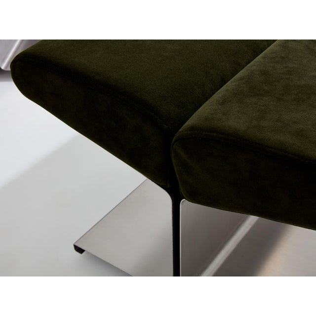 Paul Geoffroy for Uginox Stainless Steel Alcantara Ottomans 1975 For Sale - Image 6 of 9