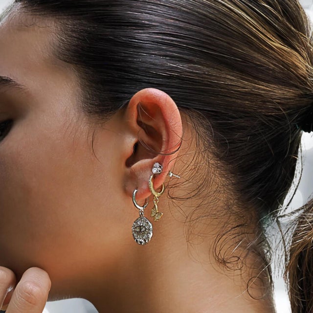 Powerful Talisman Evil Eye Silver Earrings, A Pair For Sale - Image 4 of 8