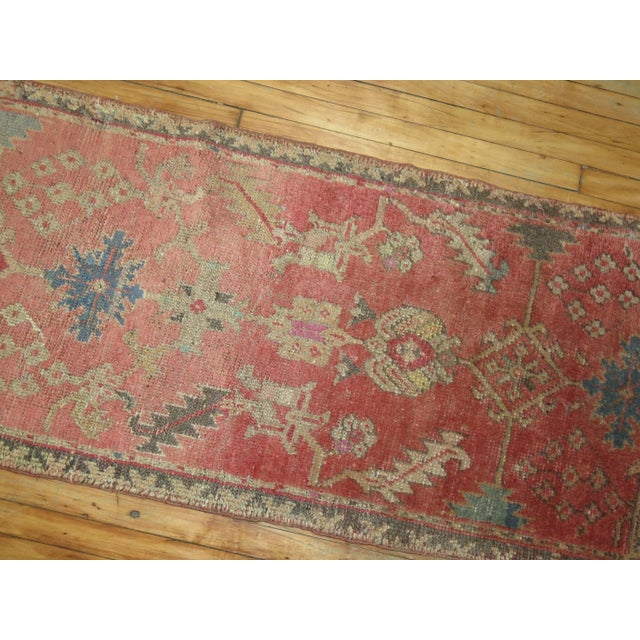 Pink Antique Turkish Oushak Runner - 2'5" x 11'5" For Sale In New York - Image 6 of 9