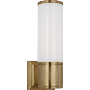 Chapman & Myers for Visual Comfort Signature Halford 14" Bath Sconce in Antique-Burnished Brass with White Glass