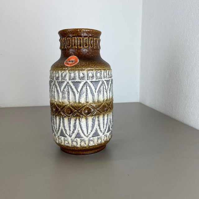 Article: pottery ceramic vase producer: bay ceramic, germany decade: 1970s : original vintage 1970s pottery ceramic vase...