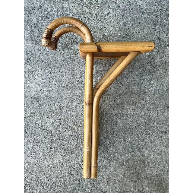 Tan Vintage Bielecky Brothers Rattan Hook on Side Table For Sale - Image 8 of 12