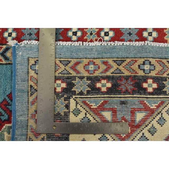 Kazak Rug 6’7” X 9’11” Blue Wool Tribal Hand-Knotted Oriental Carpet For Sale - Image 12 of 12