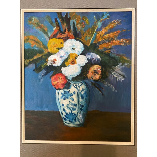 Vintage 1960's very nicely done reproduction oil painting on canvas by a student artist of Paul Cezanne's 1873 painting...