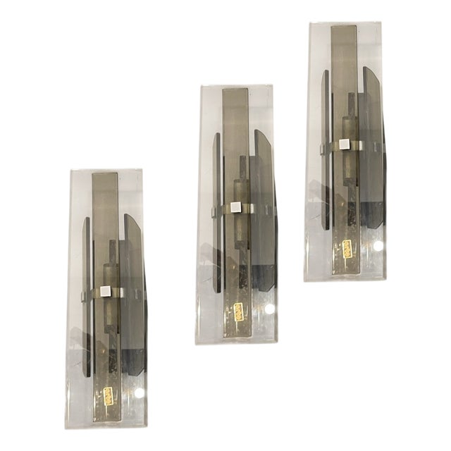 Glass Wall Sconces from Arte, Italy, 1970s, Set of 3 For Sale