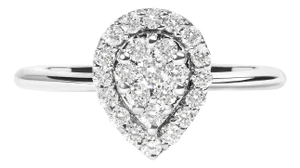 10K White Gold 3/8 Cttw Round-Cut Lab Grown Diamond Cluster Pear Promise Ring (G-H Color, VS2-SI1 Clarity) - Size 6