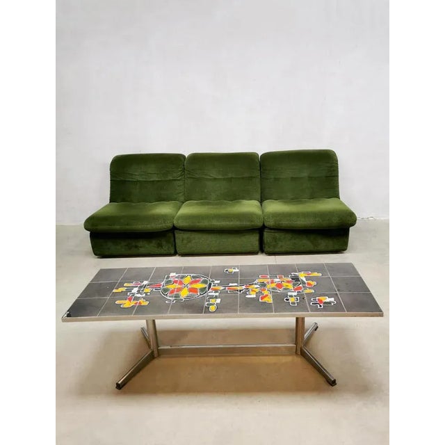 Bring color into your interior! with this stylish and above all colorful vintage coffee table/tile table. Period: 1960s. A...