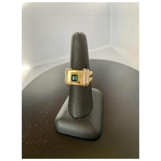 Gold 1990s 14k Yellow and White Gold Tourmaline Ring, Size 7.5 For Sale - Image 8 of 12