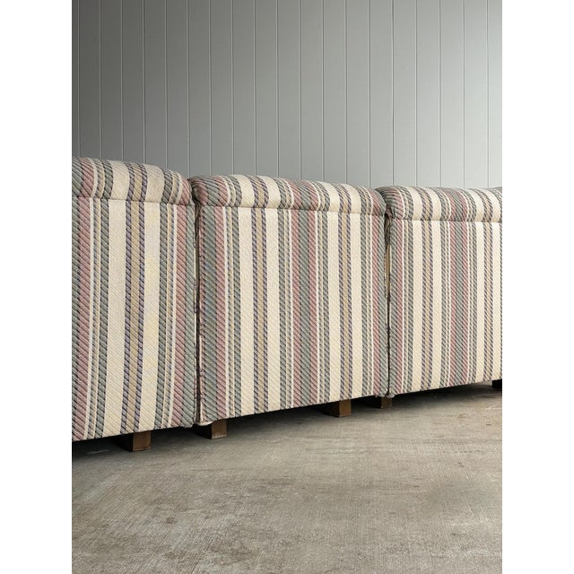 1980s Vintage Postmodern Striped Pillow-Back Three-Piece Modular Sofa For Sale - Image 12 of 17
