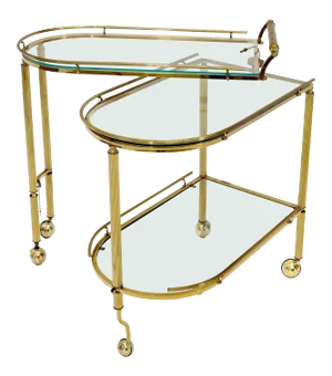 Half Oval Expandable Serving Cart Tray Table
