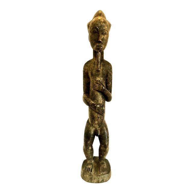 African Carved Wood Male Sculpture For Sale