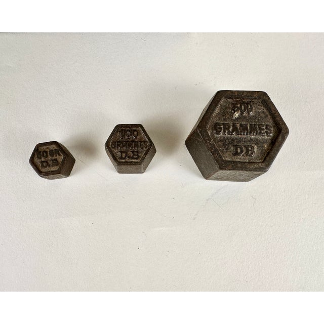 Metal Antique Decorative Scales with Measuring Weights, 1930s, Set of 8 For Sale - Image 7 of 10