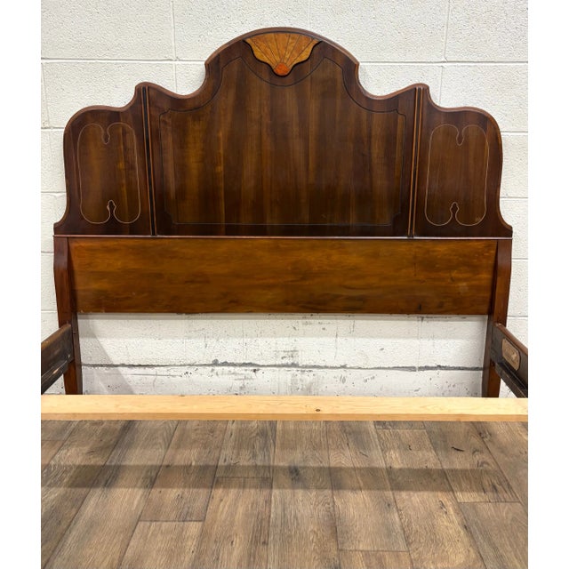 Mid 20th Century Vintage Full Size Davis Cabinet Co Art Deco Art Nouveau Style Low Poster Bed For Sale - Image 5 of 10