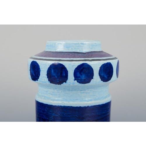 Lavendel Ceramic Vase with Glaze in Blue Tones by Olle Alberius for Rörstrand, 1970s For Sale - Image 3 of 9