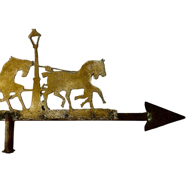 American 1940s Iron Weathervane Top With a “Coach and Horses” Theme For Sale - Image 4 of 7