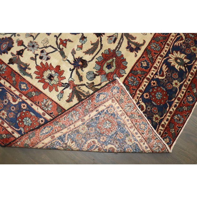 19th Century Zabihi Collection Ivory Antique Persian Teheran Carpet - 6'10" x 10'4" For Sale - Image 10 of 10