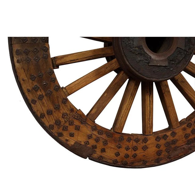 Early 19th Century Antique Chinese Large Country Wagon Wheel For Sale - Image 10 of 12