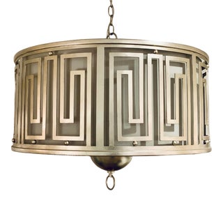 Currey & Co. Modern Silver Finished Drum Chandelier For Sale
