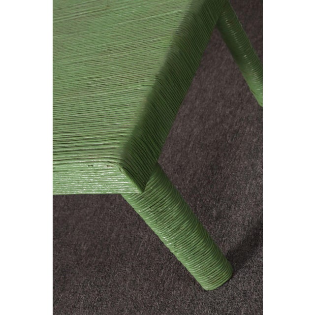 Vintage Mint Green Jute Wrapped Wooden Coffee / Cocktail Table For Sale - Image 14 of 18