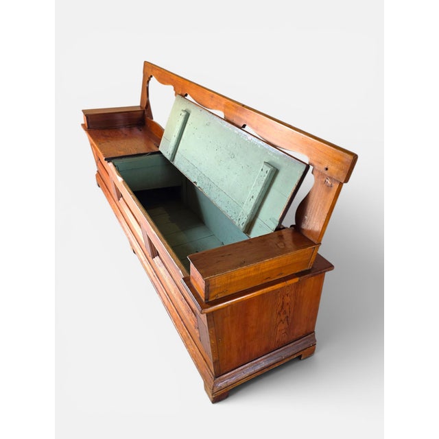 Antique Swedish Pine Storage Bench 19th Cen For Sale - Image 4 of 5