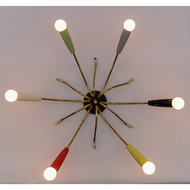 Mid-Century Modern Brass 6-Armed Sputnik Lamp, 1950s For Sale - Image 17 of 18