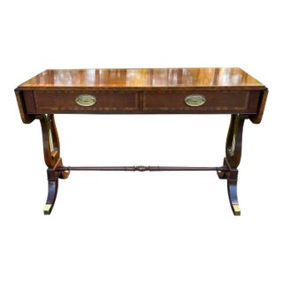 Baker Furniture Regency George III Style Mahogany Drop-Leaf Console Sofa Table For Sale