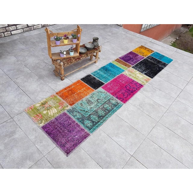 Blue Mid 20th Century Oushak Anatolian Wool Runner For Sale - Image 8 of 10