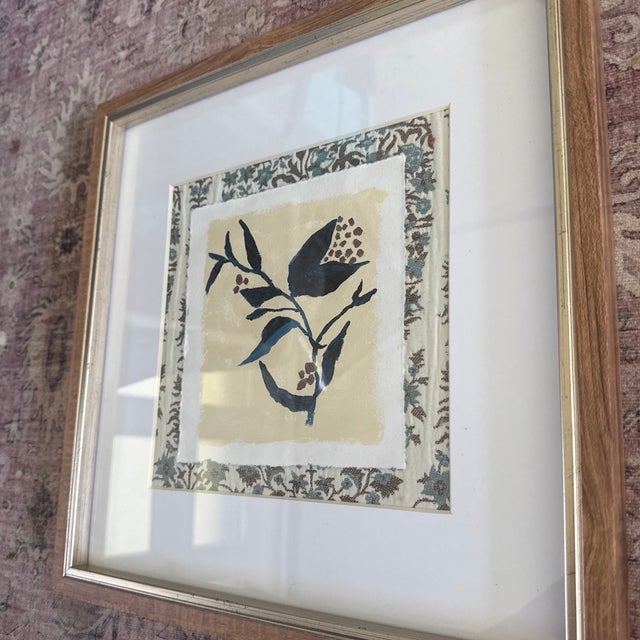 Original Floral Abstract Acrylic Painting Mounted on Fabric Matted and Framed For Sale - Image 4 of 4