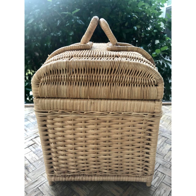 Vintage Natural Wicker Bamboo Rattan Picnic Basket Chairish