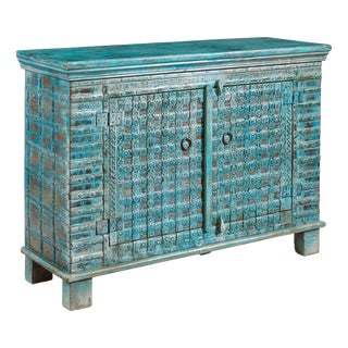 Vintage Blue Pithara Cabinet, 1940s For Sale