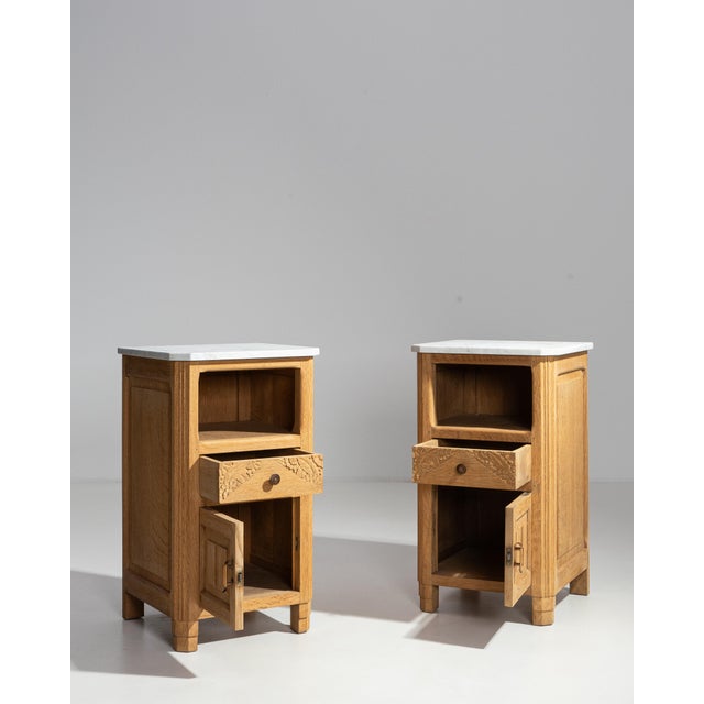 1920s Oak Art Deco Side Table With Marble Top For Sale - Image 14 of 18