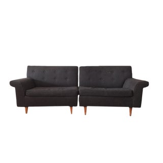 Vintage Two-Piece Charcoal Gray Sectional Sofa For Sale