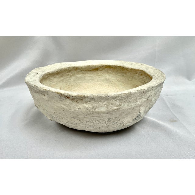 White Vintage Handcrafted Paper Mache Bowl For Sale - Image 8 of 8