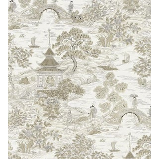 The House of Scalamandré Satomi Hand Block Print Fabric, Pewter For Sale