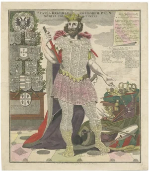 European Monarchies with Heraldry and Imperial Regalia, 1740, Paper