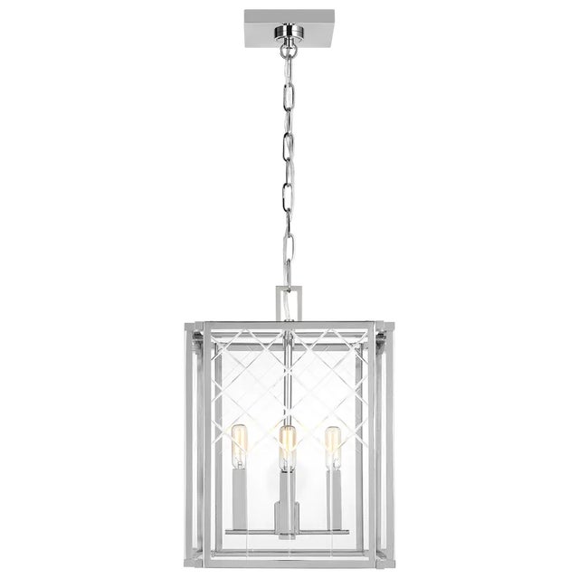 Transitional Alexa Hampton By Visual Comfort Studio Erro 4-Light Small Lantern Pendant in Polished Nickel For Sale - Image 3 of 3