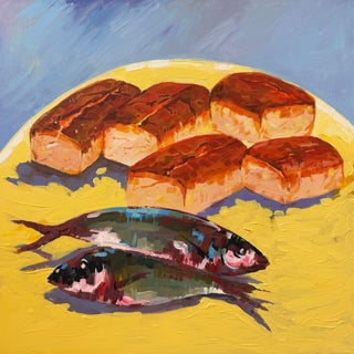 A Table of Abundance, Acrylic Painting by Godfrey Afebuame (2026) For Sale