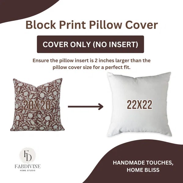 Not Yet Made - Made To Order Fabdivine Cotton Linen Throw Pillow Cover 22x22 Inch Handcrafted Block Print- Gopi For Sale - Image 5 of 5