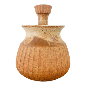 Vintage 1970s Handmade Stoneware Studio Pottery Lidded Vessel Boho Chic Style