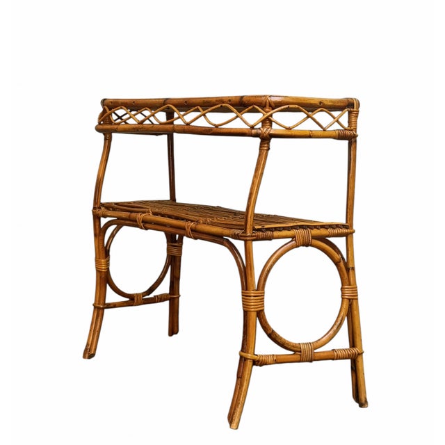 Vintage Bamboo and Woven Rattan Console Table by Franco Albini, Italy, 1960s For Sale - Image 12 of 12