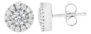 14k White Gold 1 cttw Diamond Halo Stud Earrings (I-J Clarity, I1-I2 Color)