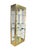 This striking mid-century modern curio display cabinet features a sleek, rectangular column design clad in a brilliant,...
