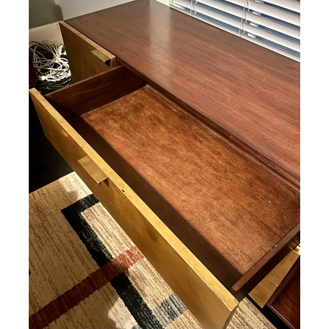 Mid-Century Modern 1960s Mid-Century Modern Gold-Toned Media Credenza — Solid Wood For Sale - Image 3 of 12