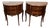 1890s Pair French Louis XV Walnut Satinwood Inlay & Marble Top Nightstands For Sale