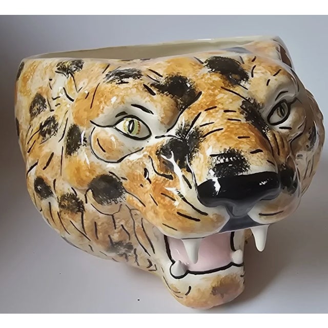 Italian Vintage Ceramic Tiger Cachepot For Sale In Los Angeles - Image 6 of 7