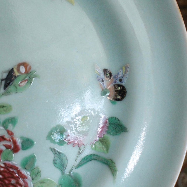Ceramic Trio of Rose Canton Chinese Export Porcelain Plates For Sale - Image 7 of 18