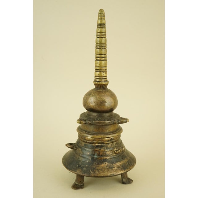 Antique Indian Inkwell in Gilded Bronze, 1800s For Sale - Image 5 of 18