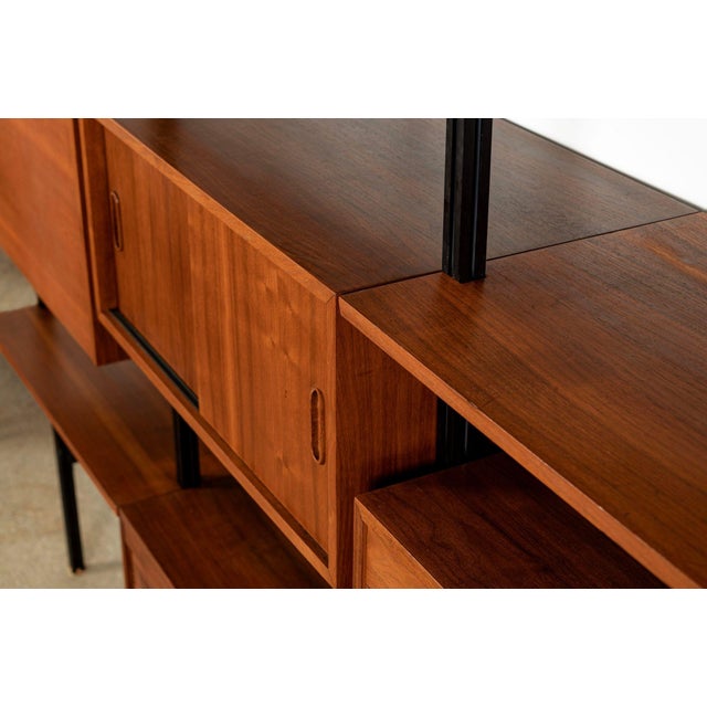 Early Production George Nelson Omni Three-Bay Modular Walnut Wall Unit by Structural Products, Circa 1961 For Sale - Image 9 of 18