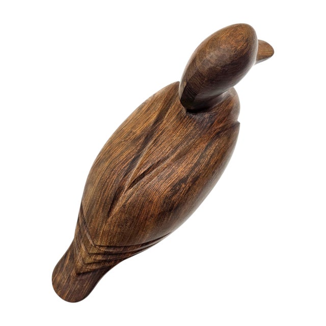 Minimalist Hand-Carved Solid Wood Duck Sculpture, Decoy Form, 14.25" For Sale - Image 13 of 14